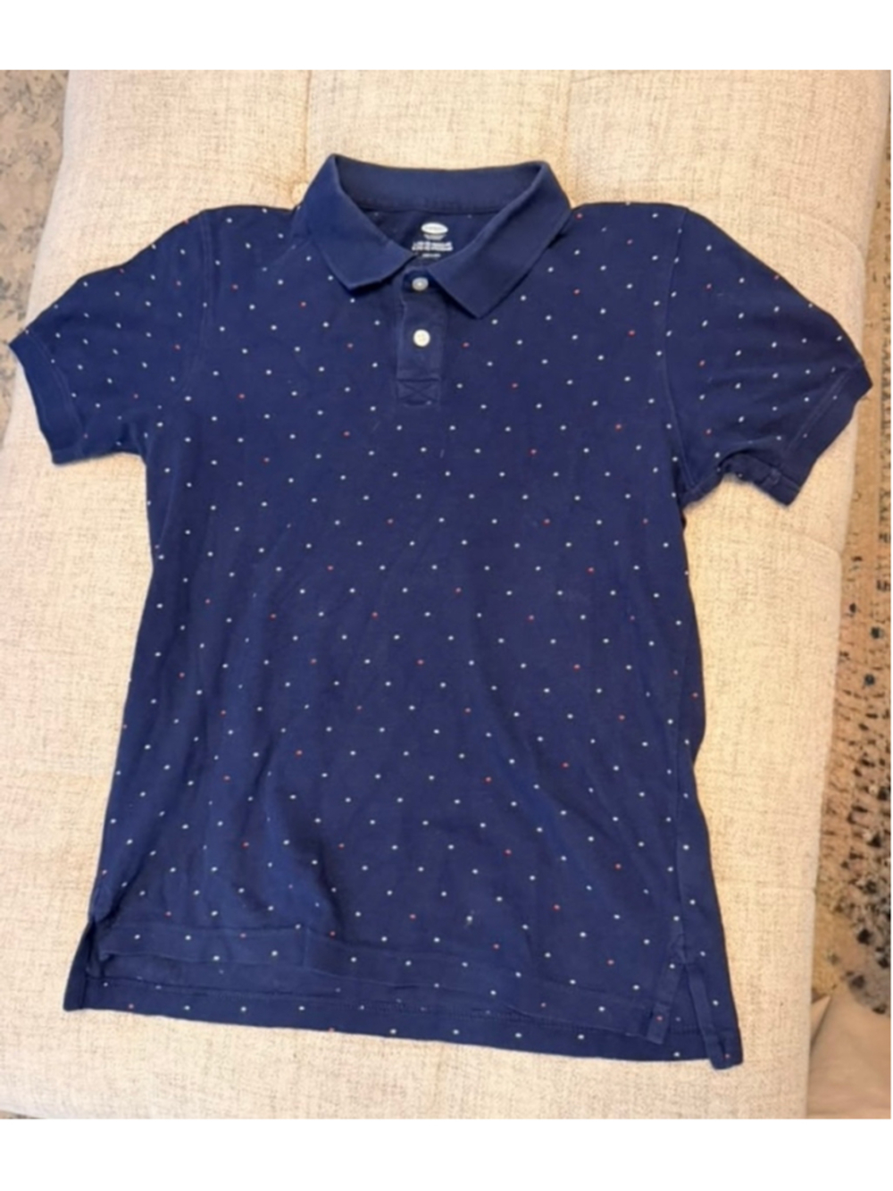 Old Navy Boys Navy Printed Polo Shirt Size L 10-12